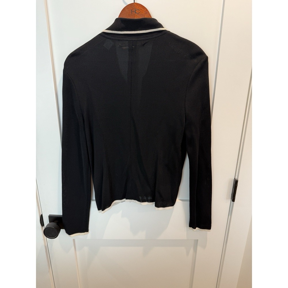 Dana Buchman Women's Zip Fron Cardigan Black With Whit Trim In Size S - Picture 3 of 5